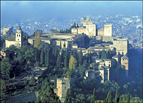 The Alhambra, an ancient mosque, palace and fortress complex of the Moorish monarchs of Granada, just outside that city, in southern Spain
