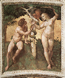 Raphael's 'Adam and Eve' (1509-11) from the Stanza della Signatura, Pallazzi Pontifici, the Vatican.